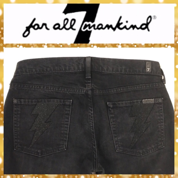 7 For All Mankind Denim - 7 For All Mankind RARE Lightning Bolt Black Jeans